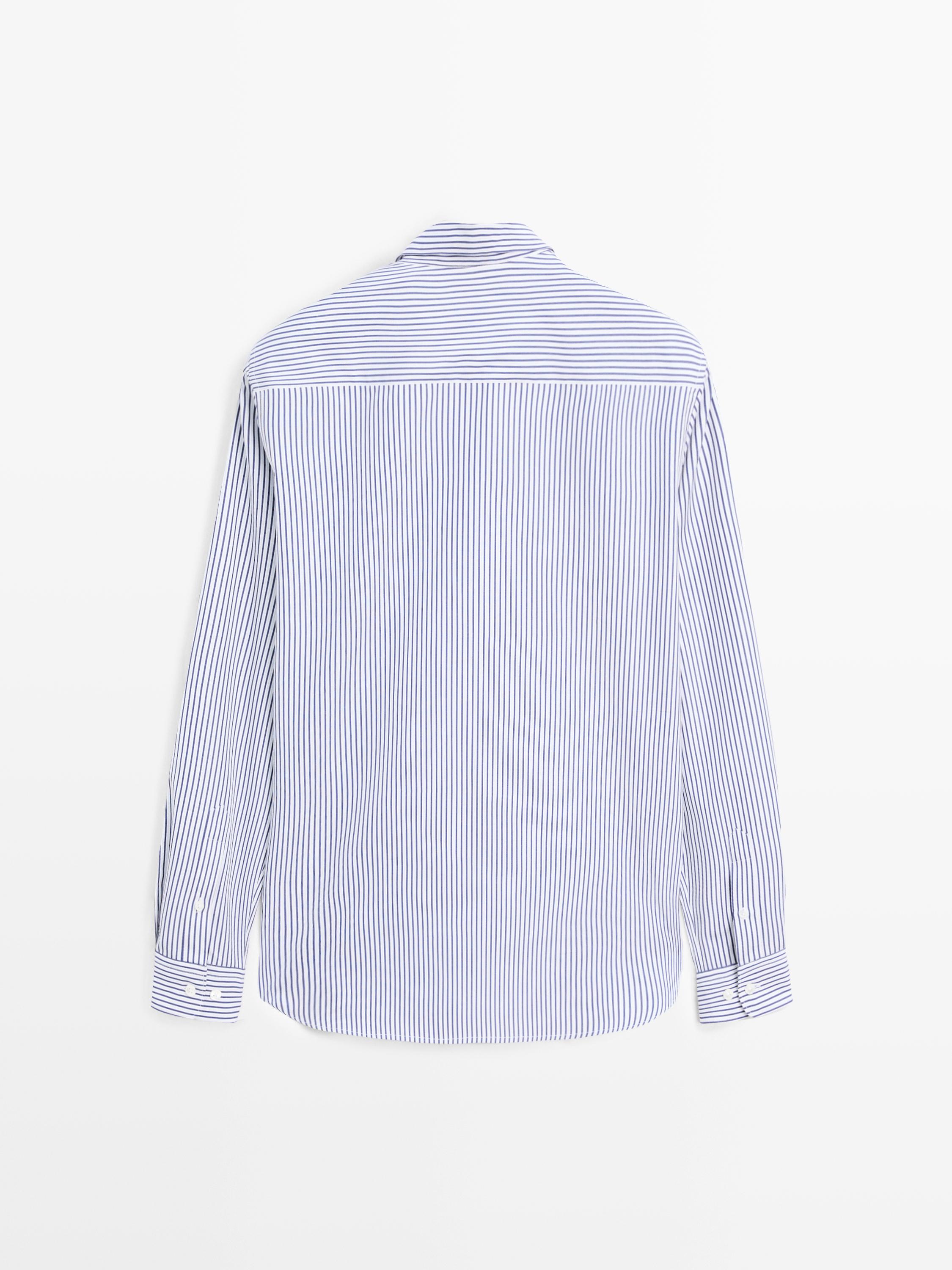 Regular fit striped 100% cotton shirt